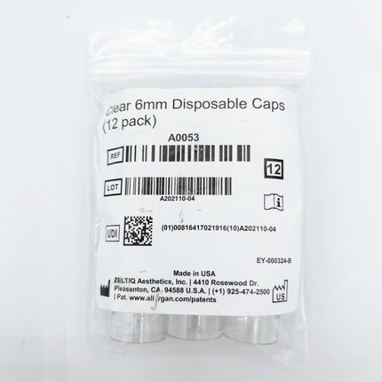 12 Pack of Clear 6mm Disposable Caps/Tips used for Diamondglow or Dermalinfusion for Sale